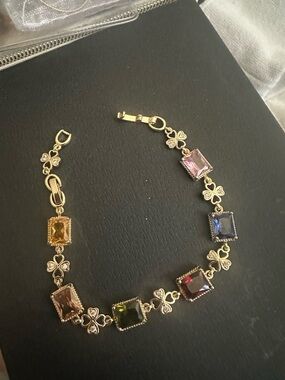 Gold-Tone Multicolor Gemstone Bracelet - Elegant Women’s Jewelry
